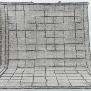 Charcoal Grey Modern Boho Moroccan Hand Knotted 100% WOOL Rug !!Free Shipping!! MRC-27 / 20329