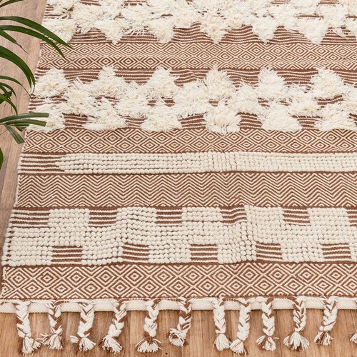 Ivory Grey Hand Woven Moroccan Inspired Bohemian Wool Rug | Etsy