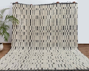 Bohemian Shag Style Ivory Wool Hand Knotted Moroccan Beni Ourain Berber Rug-#3528. Customise in any Size. MM-13