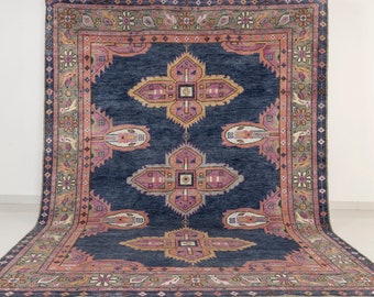 Decorative Blue Kismet Modern Oushak Inspired Hand Knotted Wool Rug P-1173