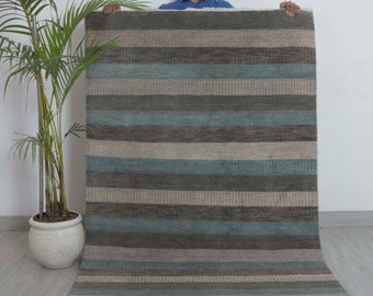 4x6 Savannah Rug Stripes Contemporary Style Handmade Wool Silk Soft Pile Rug Free Shipping!!! ....#1640-B
