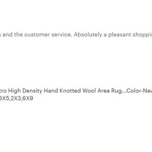 May include: A customer review for a Persian Mahal Retro High Density Hand Knotted Wool Area Rug in Navy/Red. The rug is shown in the image. The review states "I highly recommend this shop, the rugs and the customer service. Absolutely a pleasant shopping experience and I Love my new rug. Thank you." The rug is available in sizes 8x10, 9x12, 12x15, 3x5, 2x3, and 6x9.