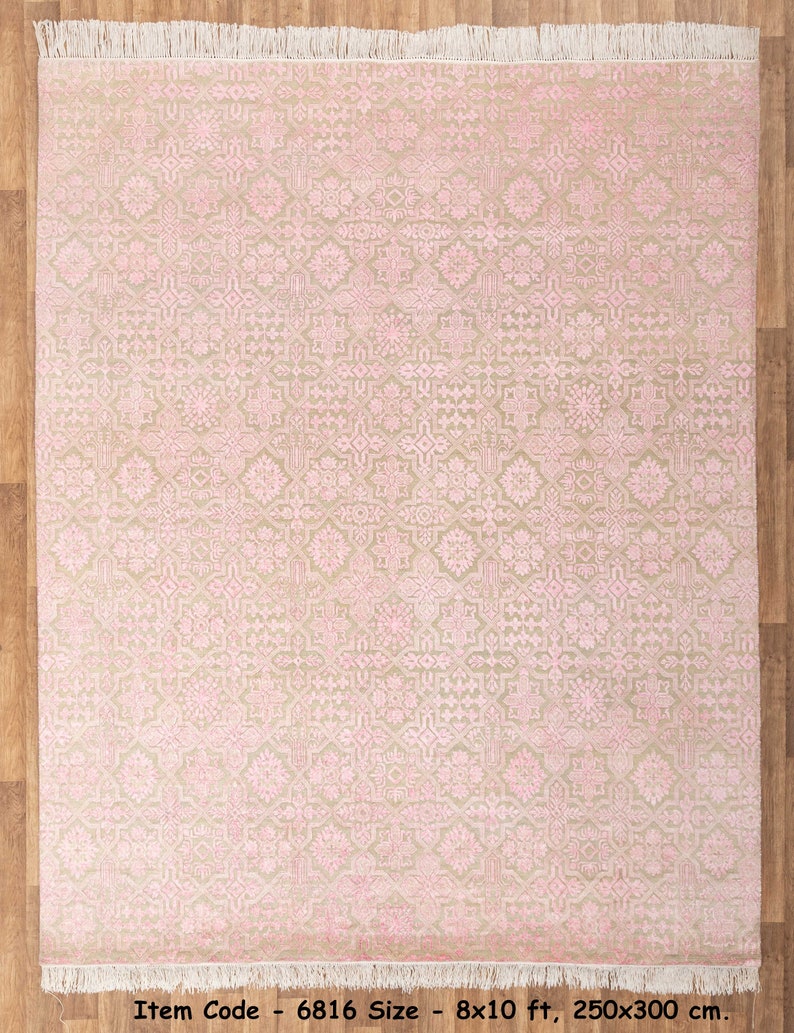 8x10 Soft Pink Wool Rug Persian Modern Transitional Design Etsy
