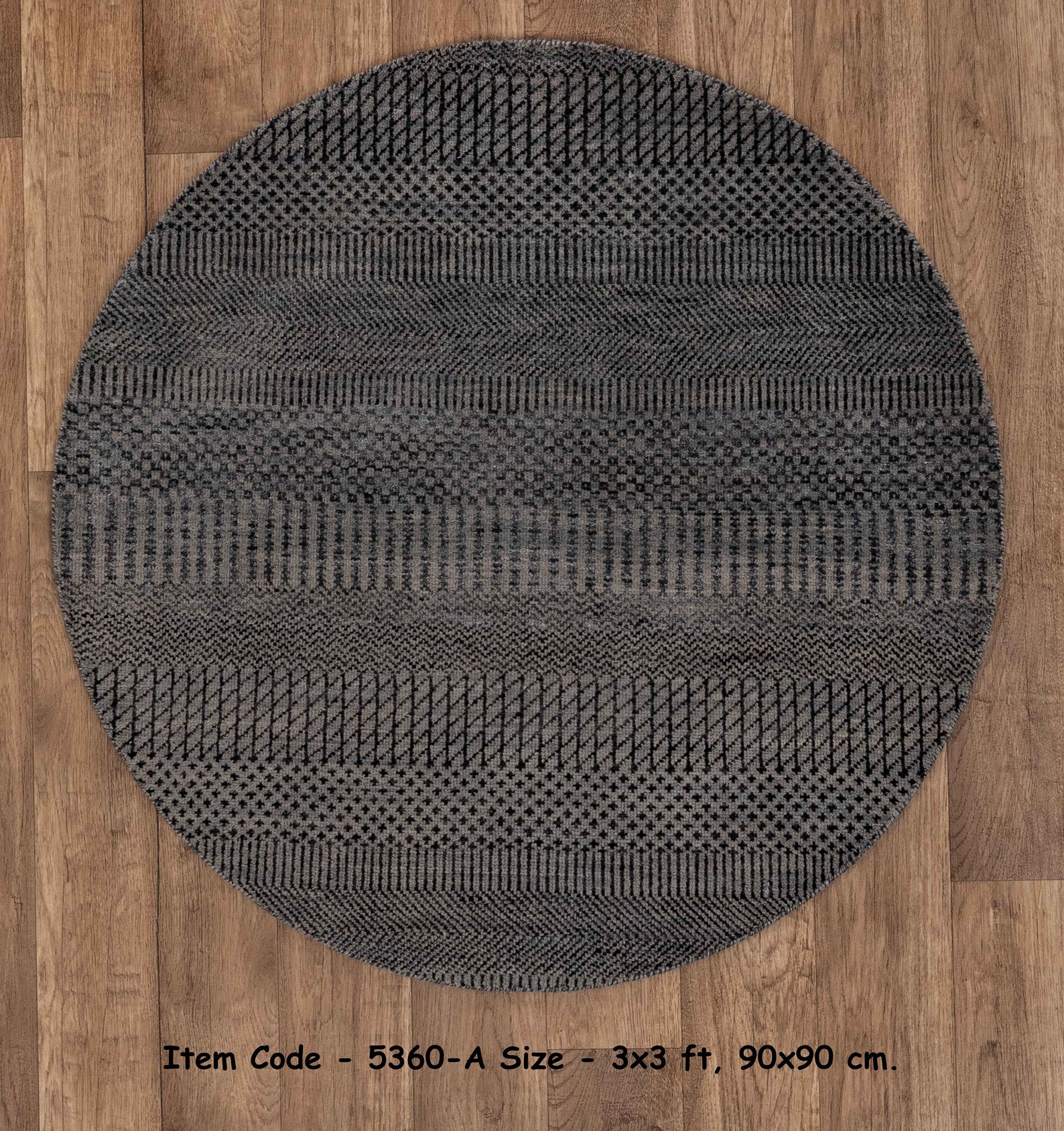 3x3 Round Charcoal Grey/Black Area Wool Rug 3 Foot Round Etsy