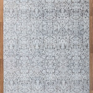 8x10 Rug Grey Silver Modern Deco Hand Knotted Grey Silver Carpet #8538 (242x300 Cms.) image 4