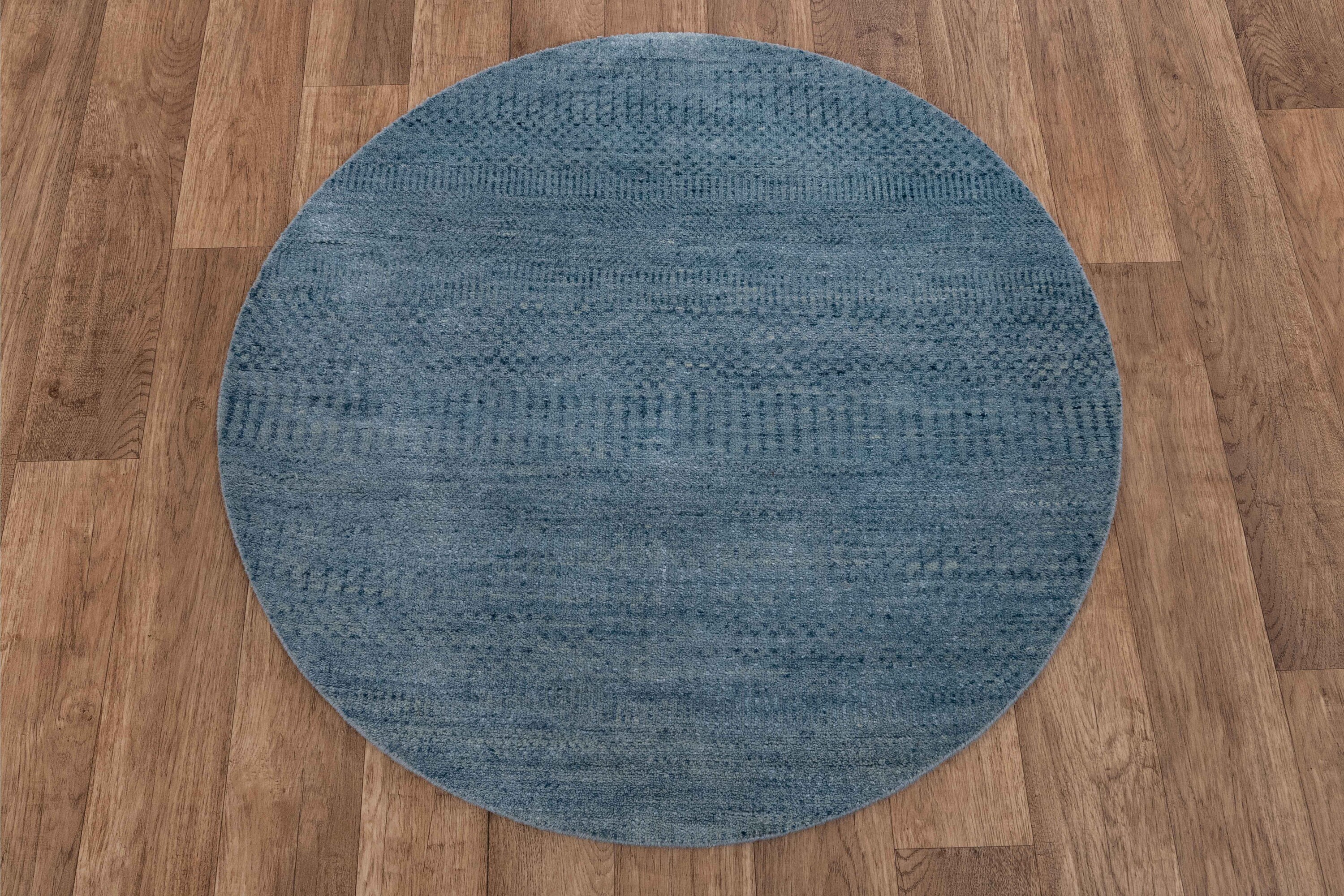 3x3 Round Blue Area Wool Rug 3 Foot Round Handmade Sheep Etsy