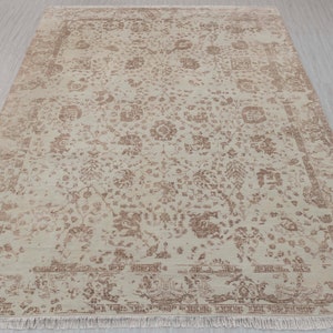 9x12 Light Silver  Modern Floral Pattern Design Rug  Handmade Rug #505 (275x365 Cms.) Free Shipping!!