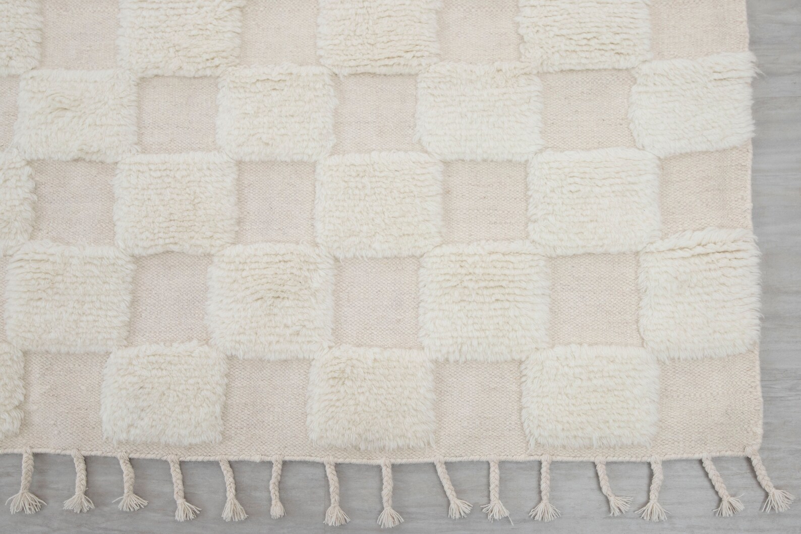 Ivory White Cheque Soft Wool Rug Moroccan Beni Ourain Hand - Etsy