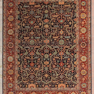 Navy Red Mahal Retro High Density Hand Knotted Wool Area Rug, Oriental Rug Persian #167..Custom Size Available.