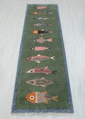 Green Fish Wool Hand Knotted Koi Decorative Rug-14799