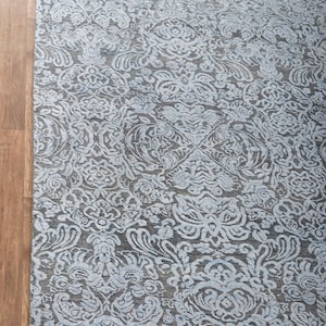 8x10 Rug Grey Silver Modern Deco Hand Knotted Grey Silver Carpet #8538 (242x300 Cms.) image 5