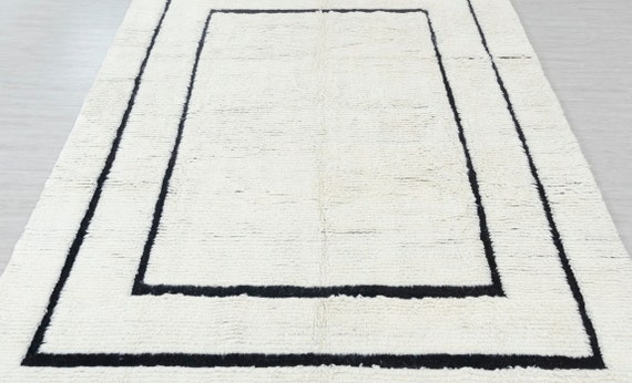 NZ wool rug black and white / ラグマット Sasha Wool Striped Rug Black White – Aladdin Rugs NZ