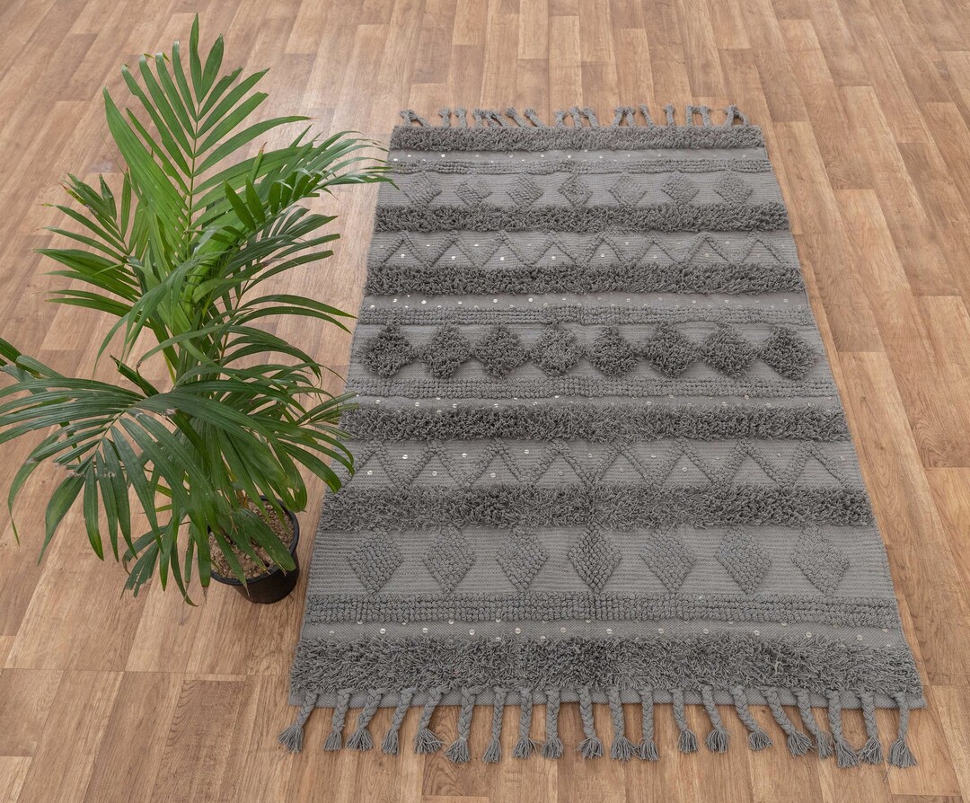 4x6 Grey Moroccan Rug Bohemian Decor Inspired Hand Woven Area Rug ...