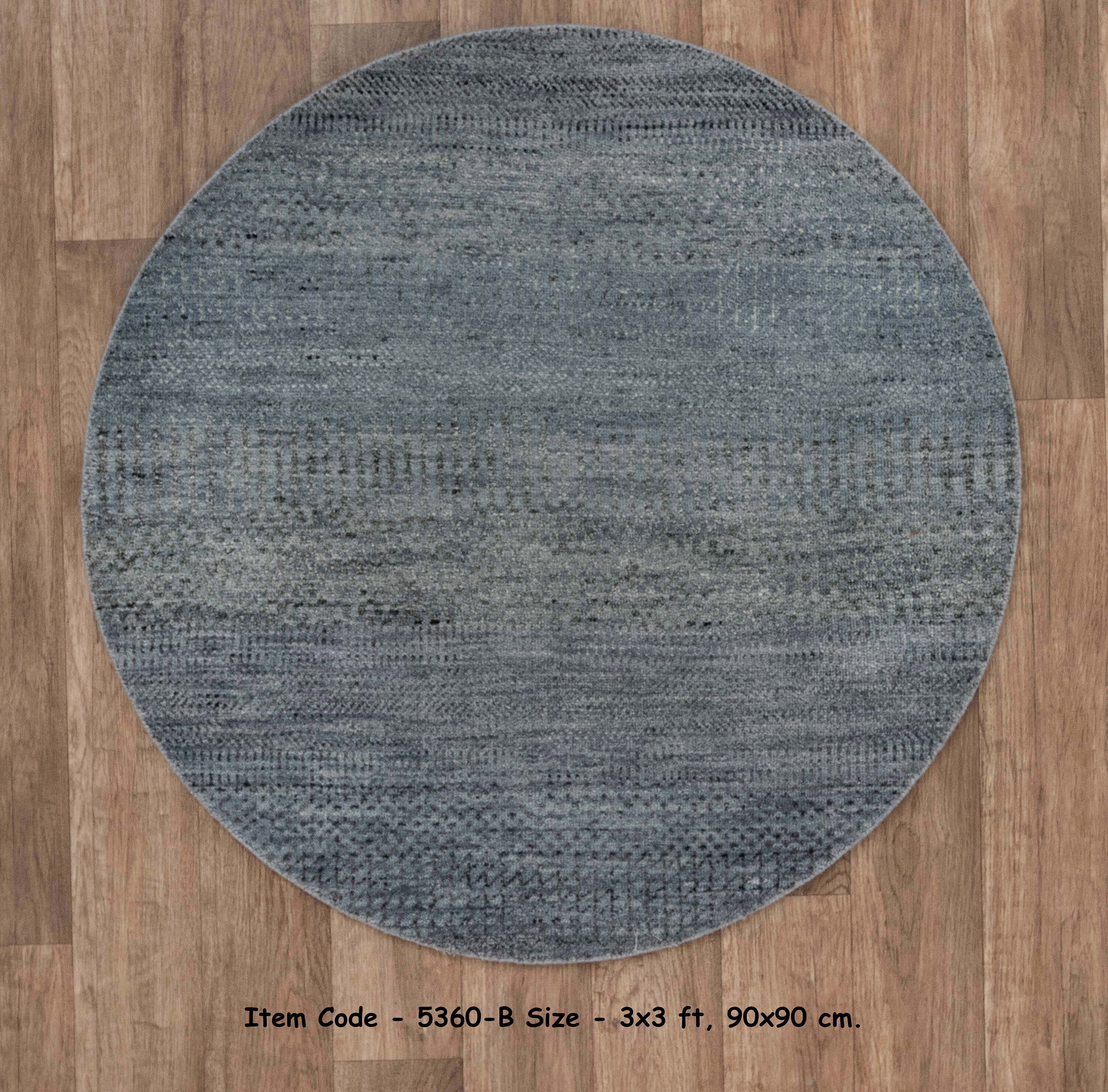 3x3 Round Blue Grey Area Wool Rug 3 Foot Round Handmade Etsy