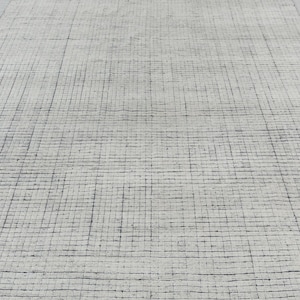 Ivory Charcoal Grey Hand Knotted Modern Boho Moroccan Hand Knotted Wool Rug, CUSTOMIZE In Any Size- MRC-30 - 20855