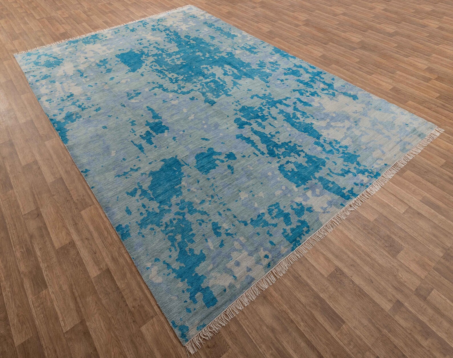 10x14 Area Rug Blue Modern Handmade Abstract Wool Area Rug Etsy