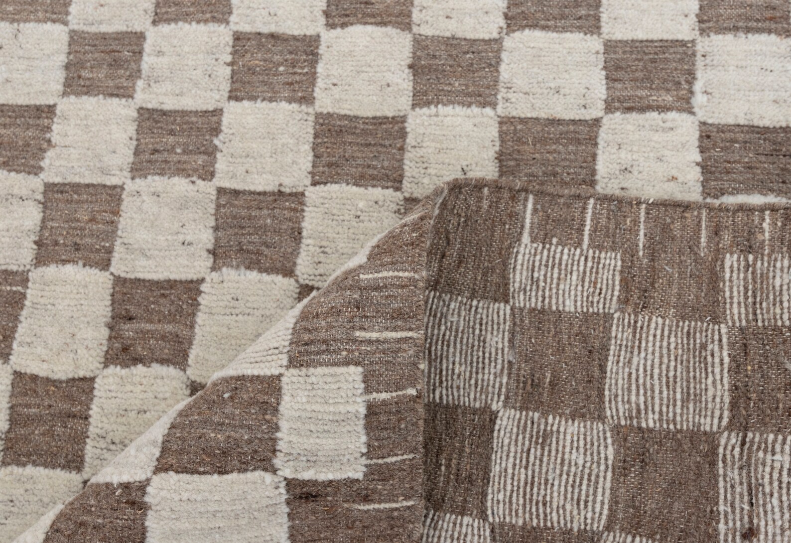 Ivory Brown Cheque Soft Wool Rug Moroccan Beni Ourain Hand - Etsy