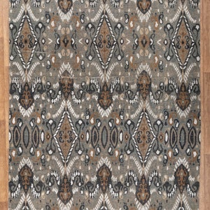 8x10 Area Rug Wool Ikat Low Pile Vintage Finish Rug #2678(242x300 Cms.) image 1