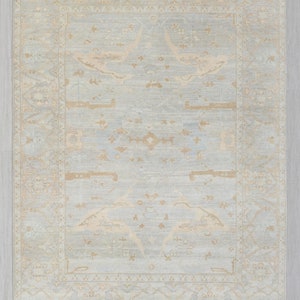 Silver Grey Blue Muted Neutral Look Modern Oushak Rug Premium Wool Hand ...