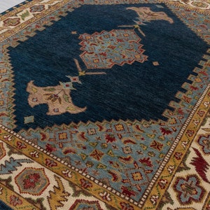 Blue Serapi Classic Wool Oushak Hand Knotted Rug, Turkish Oushak Style...#4247 , 4248-9x12