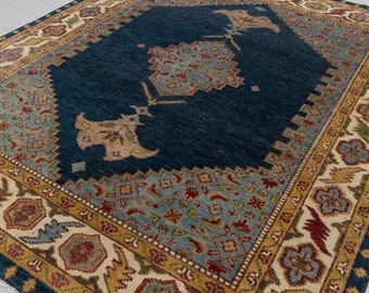 Blue Serapi Classic Wool Oushak Hand Knotted Rug, Turkish Oushak Style...#4247 , 4248-9x12