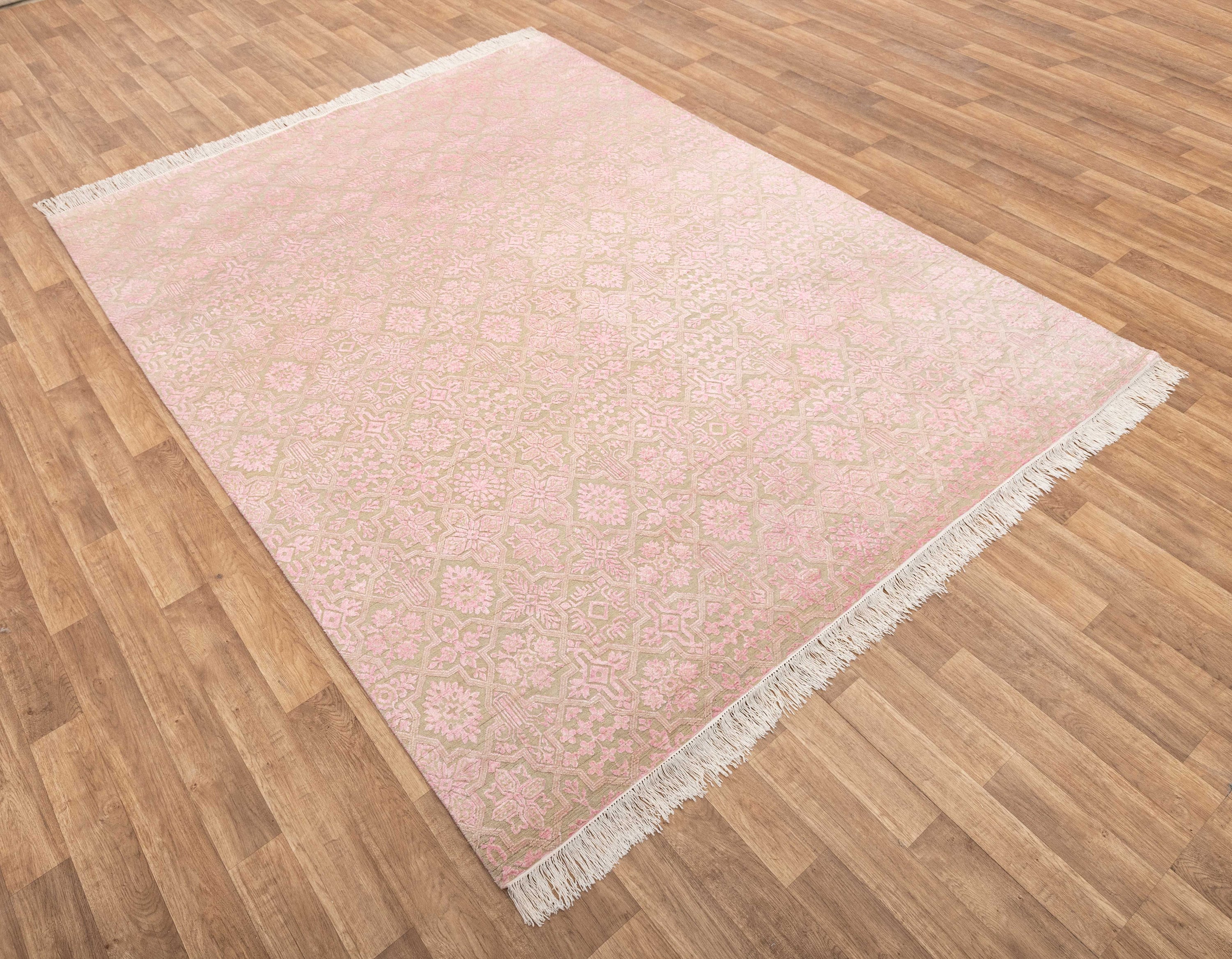 8x10 Soft Pink Wool Rug Persian Modern Transitional Design Etsy