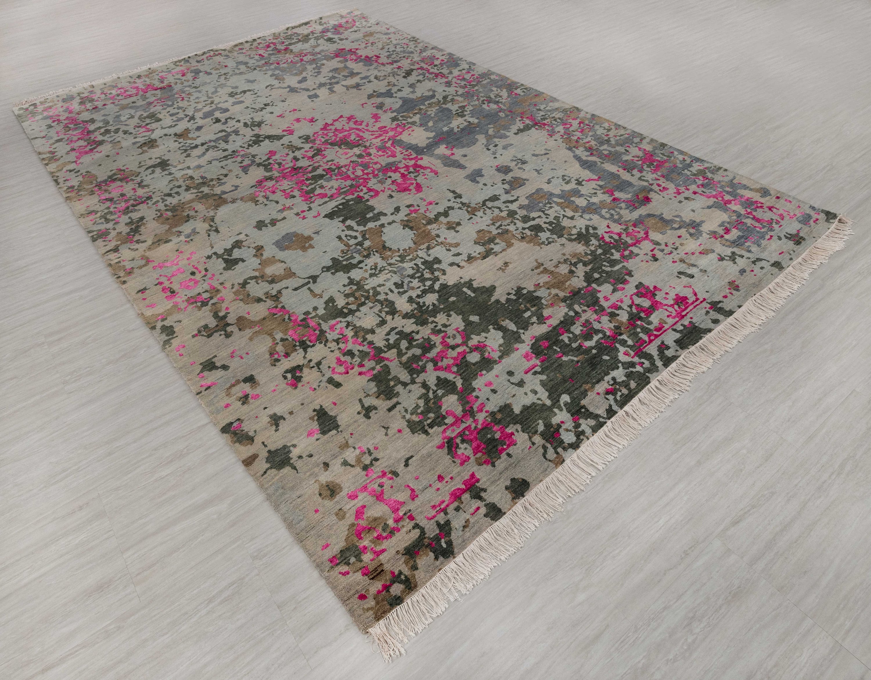 10x14 Area Rug Abstract Style Handmade Wool & Silk Rugs Etsy