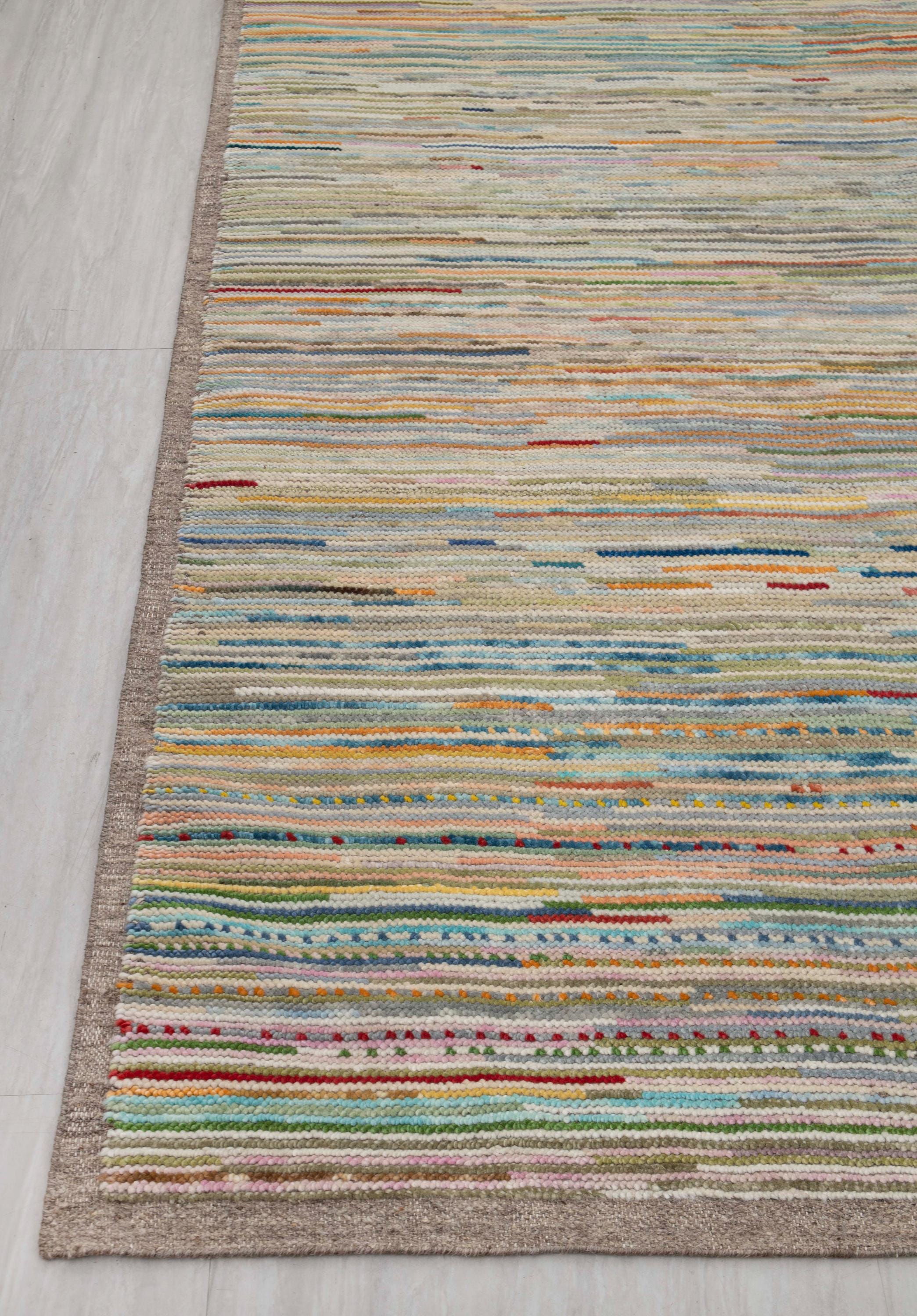 9x12 Colorful Rainbow Stripes Modern Contemporary Hand Knotted Wool Rug #9659, CUSTOM SIZE Available.