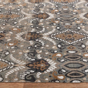 8x10 Area Rug Wool Ikat Low Pile Vintage Finish Rug #2678(242x300 Cms.) image 7