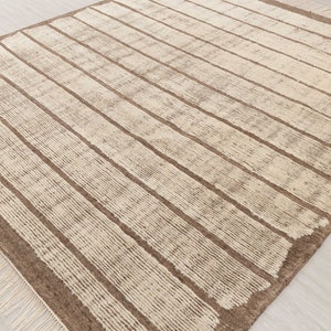 Ivory Brown Wool Bohemian Moroccan Beni Ourain Handmade Soft Pile, No Wool Shedding...#MRC-14 17626