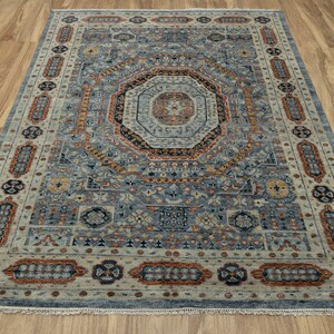 8x10 Blue Mamluk Anataolian Style Oushak Style Hand Knotted Wool Rug 9042