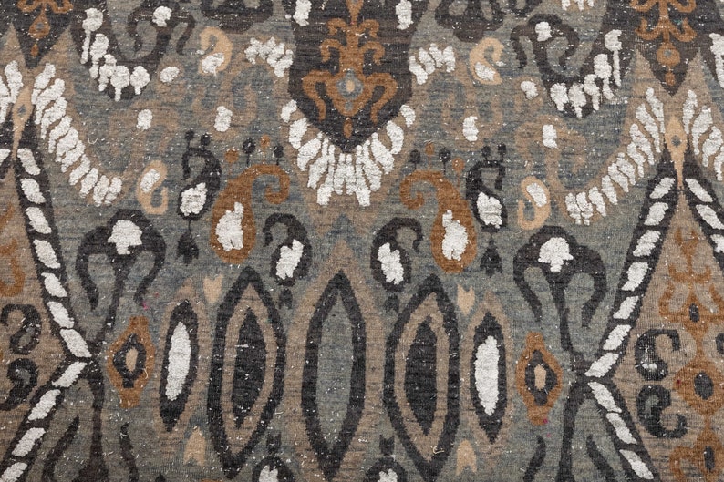 8x10 Area Rug Wool Ikat Low Pile Vintage Finish Rug #2678(242x300 Cms.) image 6