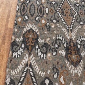 8x10 Area Rug Wool Ikat Low Pile Vintage Finish Rug #2678(242x300 Cms.) image 5