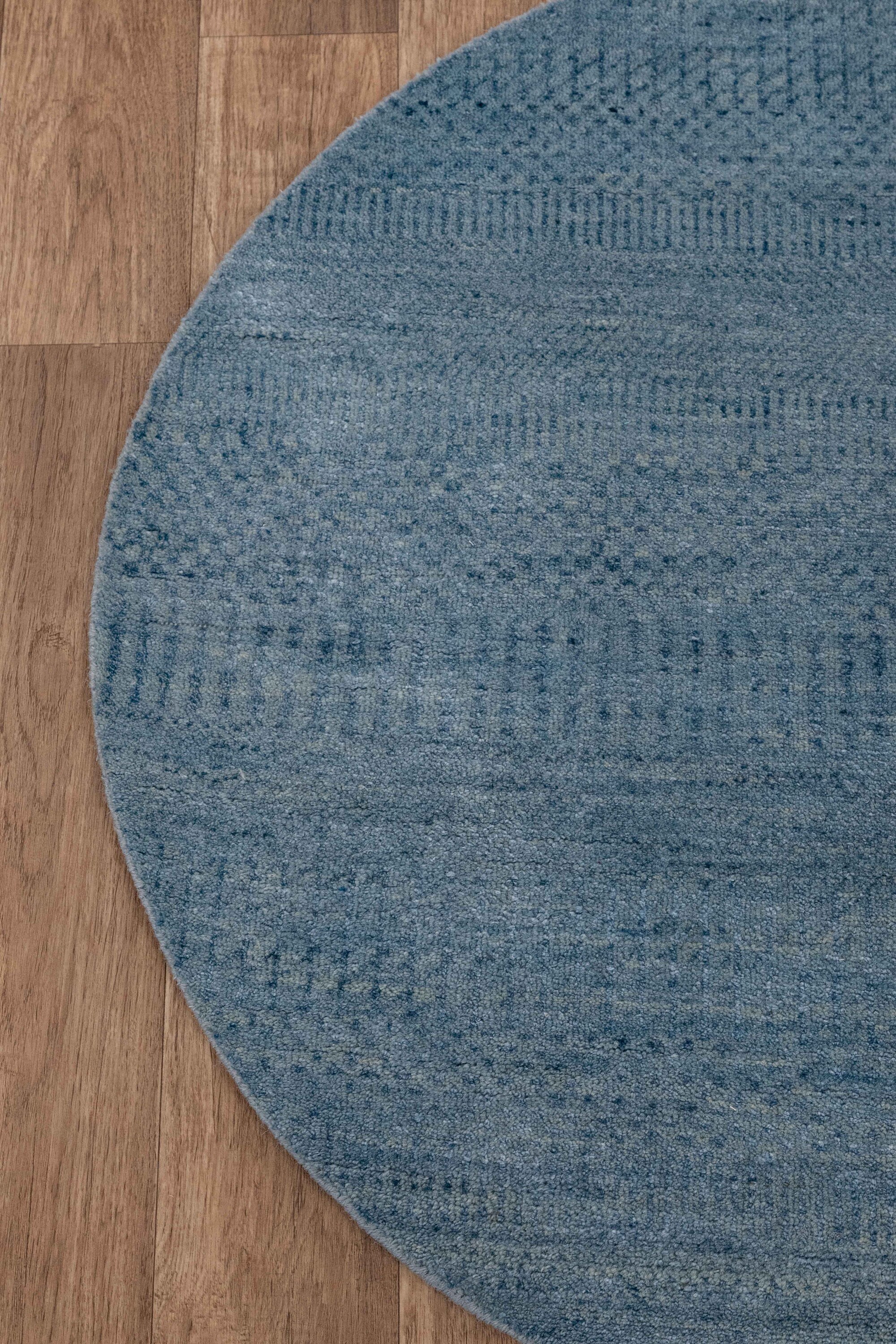3x3 Round Blue Area Wool Rug 3 Foot Round Handmade Sheep Etsy