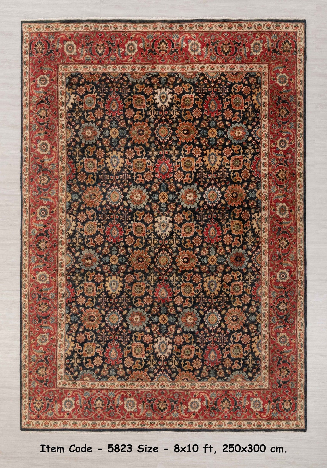 8x10 Persian Rug Classic Bidjar Navy Red High Quality Wool Etsy