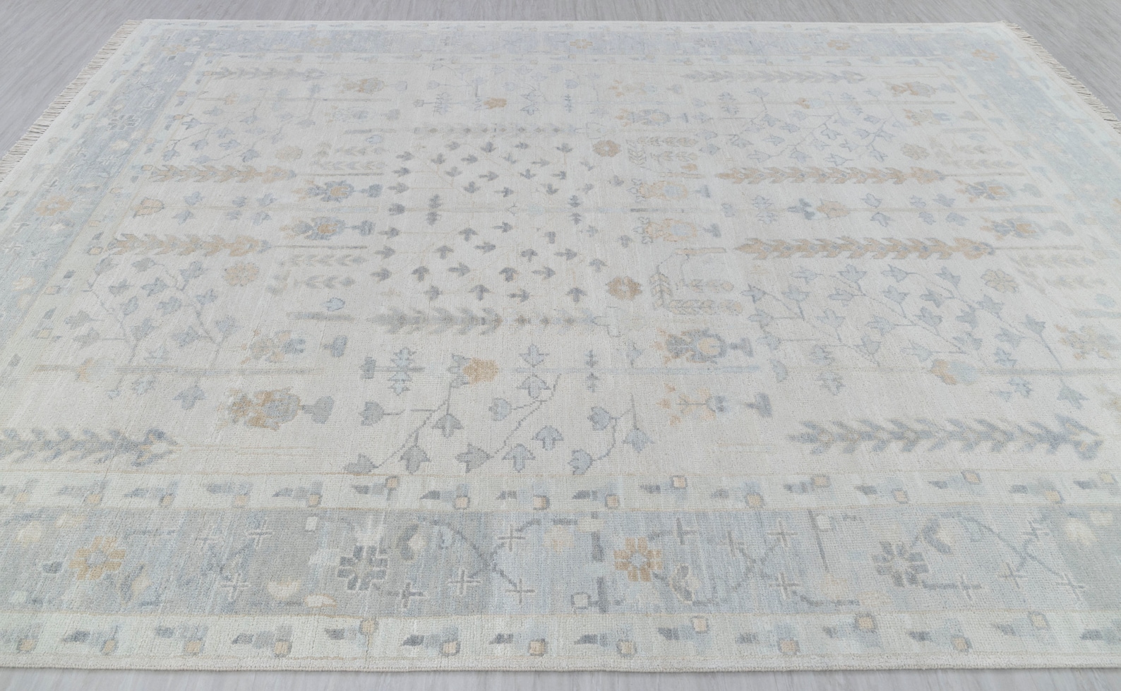 Soft Grey Pine Tree of Life Rug Modern Oushak Rug Premium Wool Hand ...