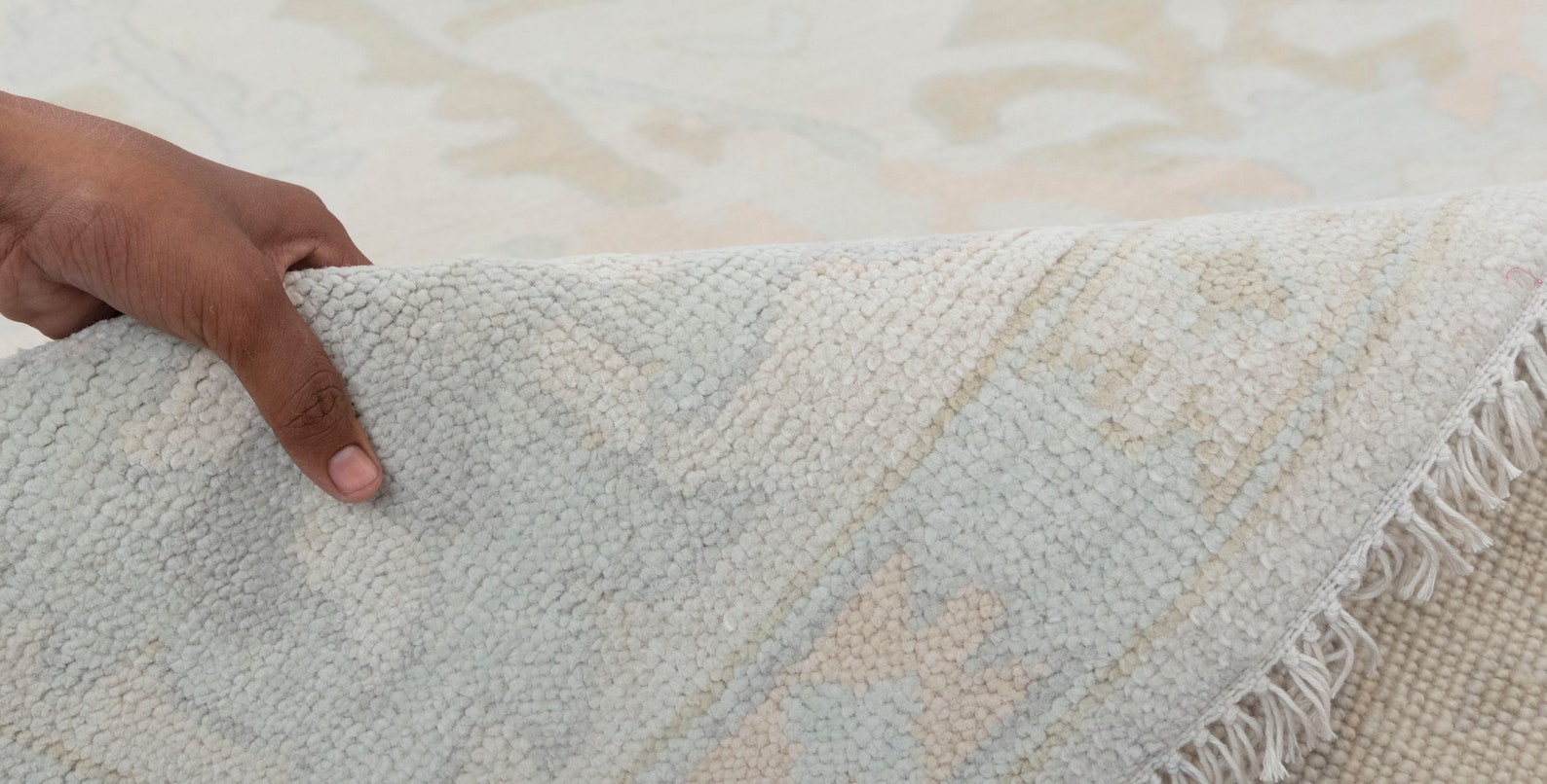 Cream Muted Modern Oushak Rug Premium Wool Hand Knotted Etsy