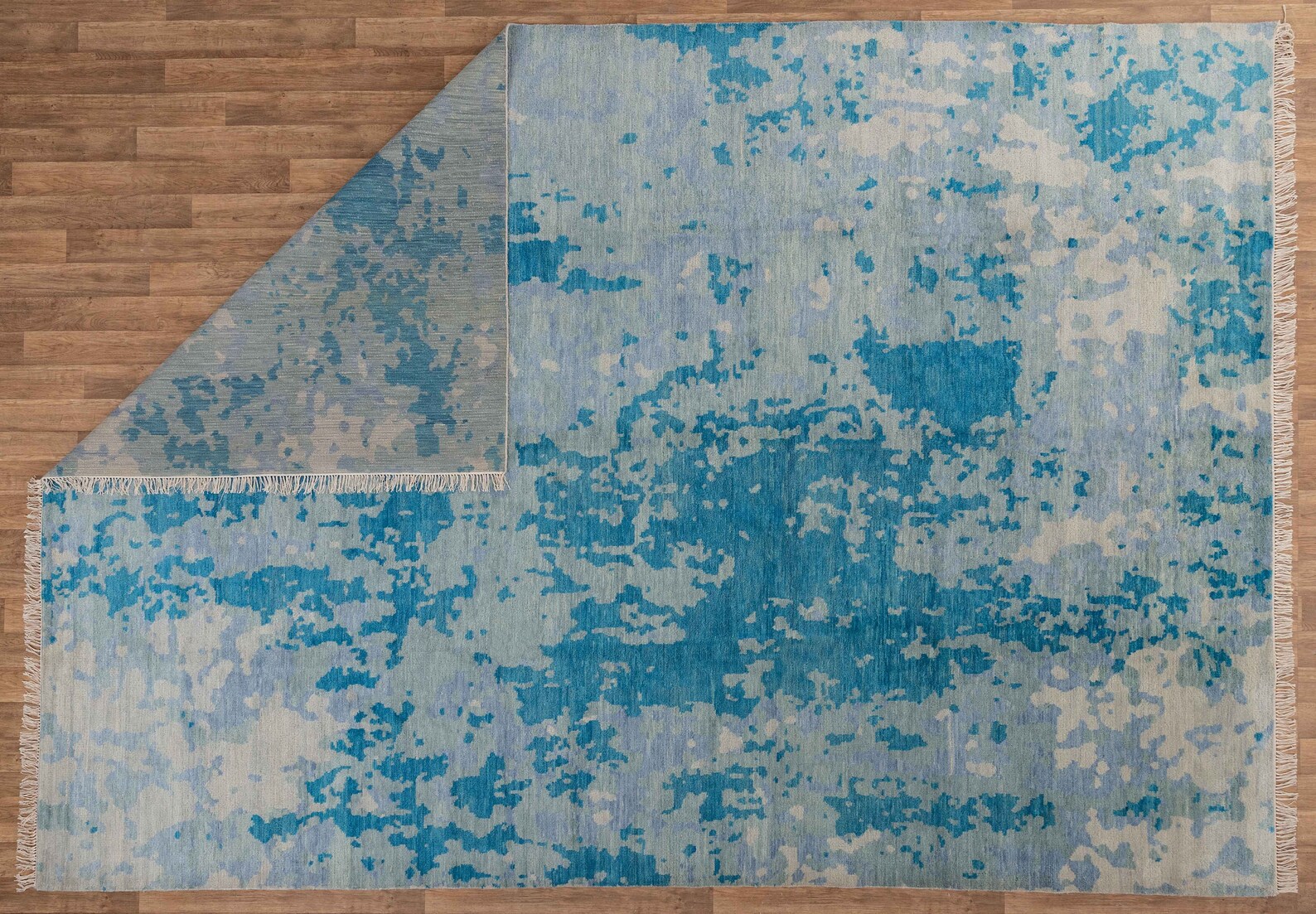 10x14 Area Rug Blue Modern Handmade Abstract Wool Area Rug Etsy