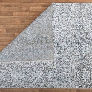 8x10 Rug Grey Silver Modern Deco Hand Knotted Grey Silver Carpet #8538 (242x300 Cms.) image 6