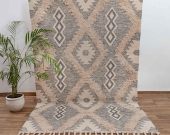 Modern Moroccan Bohemian Inspired Handwoven Boho Cotton rug.#MD-17. Customize in any size.