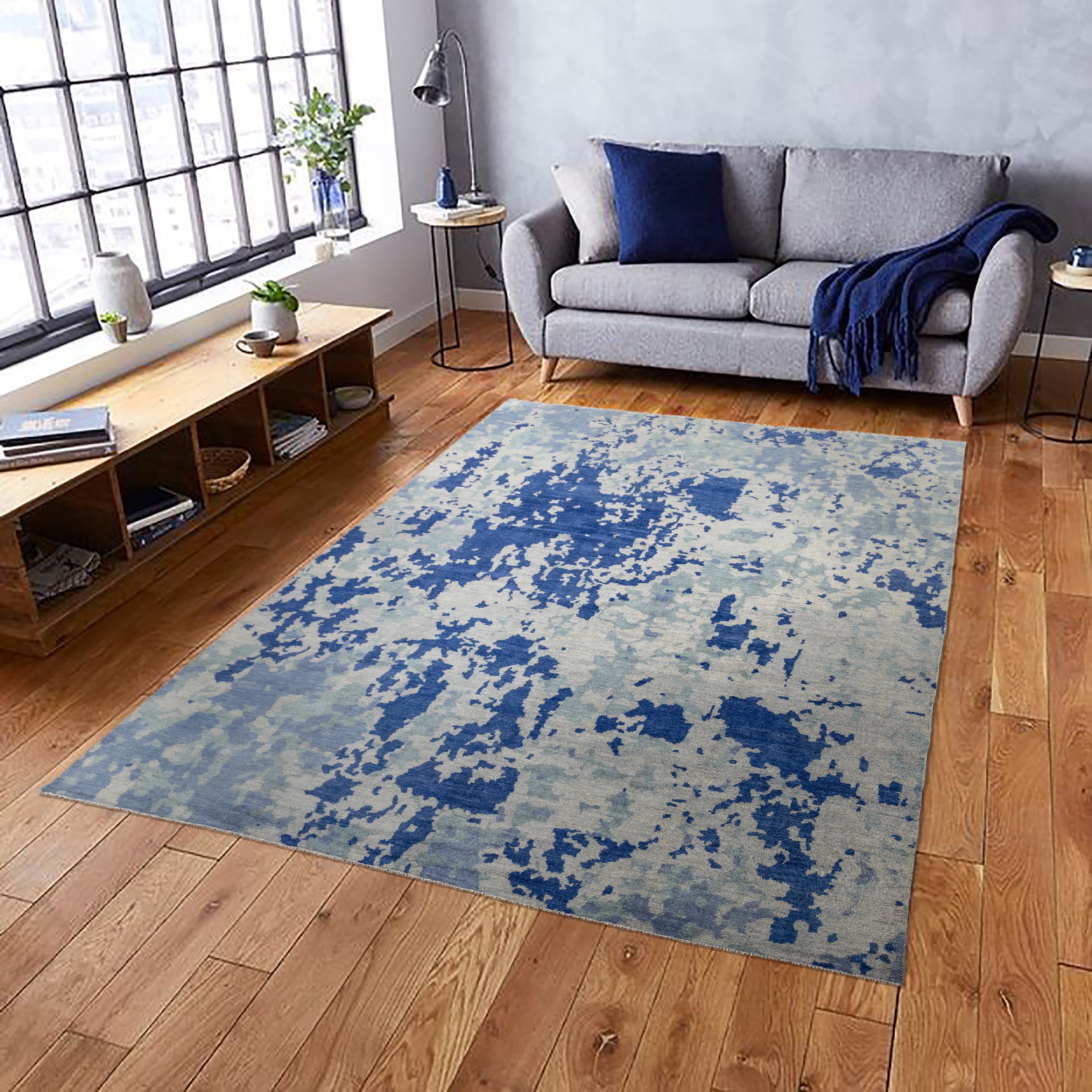 10x14 Modern Handmade Abstract Wool Area Rug 8013 300x450 Etsy