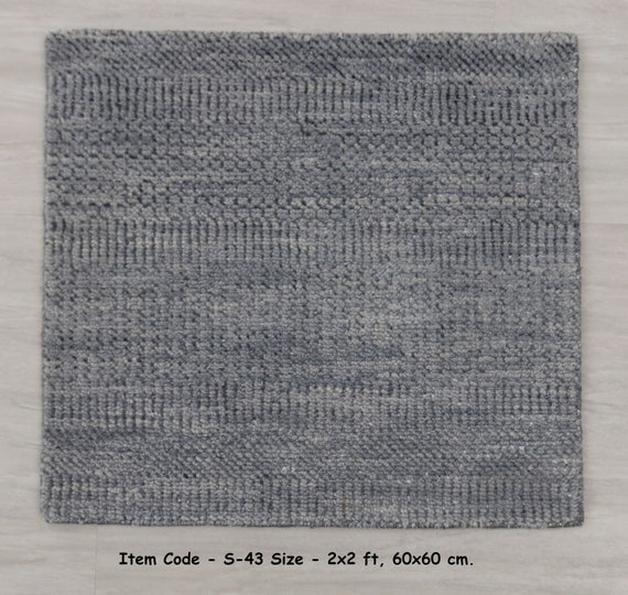 Alfombra pequeña de 2x2 pies Alfombra contemporánea D.Grey Alfombra de lana  y seda Tamaño de la alfombra 60x60Cms / S-43 -  México