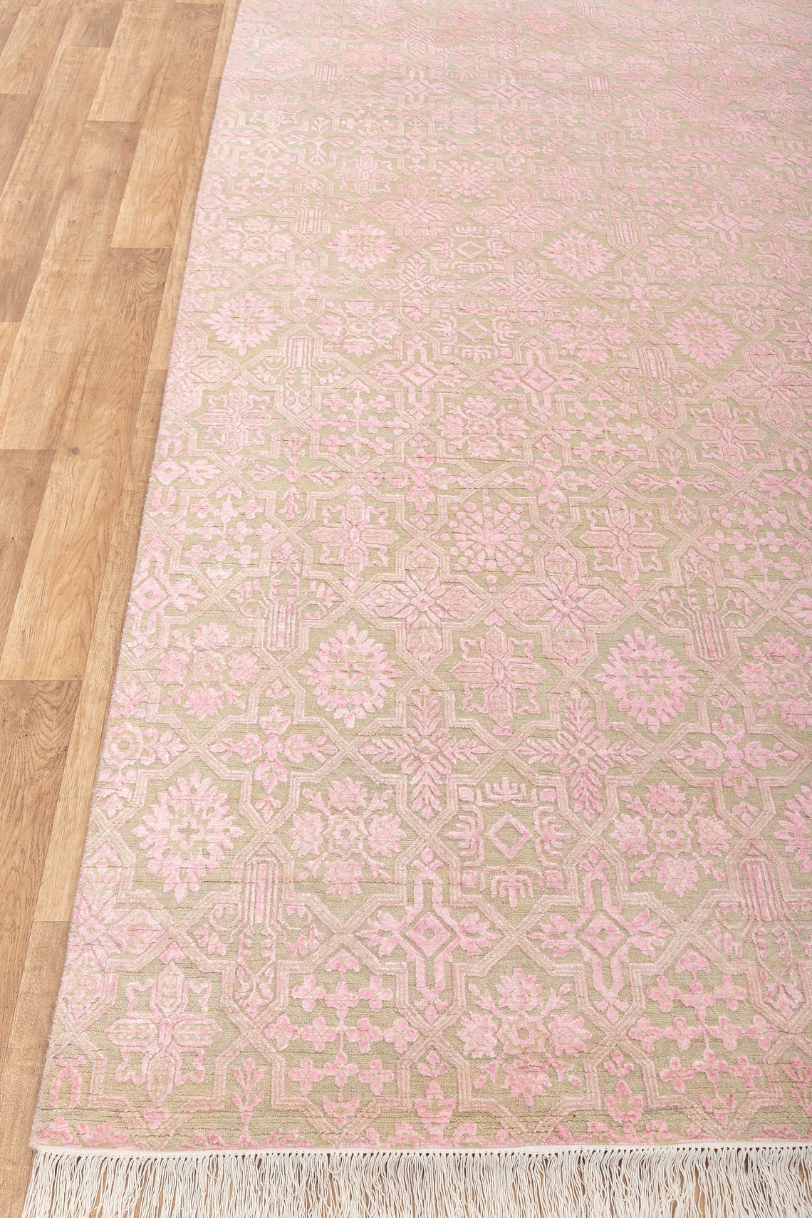 8x10 Soft Pink Wool Rug Persian Modern Transitional Design Etsy
