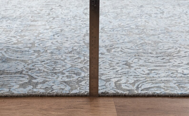 8x10 Rug Grey Silver Modern Deco Hand Knotted Grey Silver Carpet #8538 (242x300 Cms.) image 10