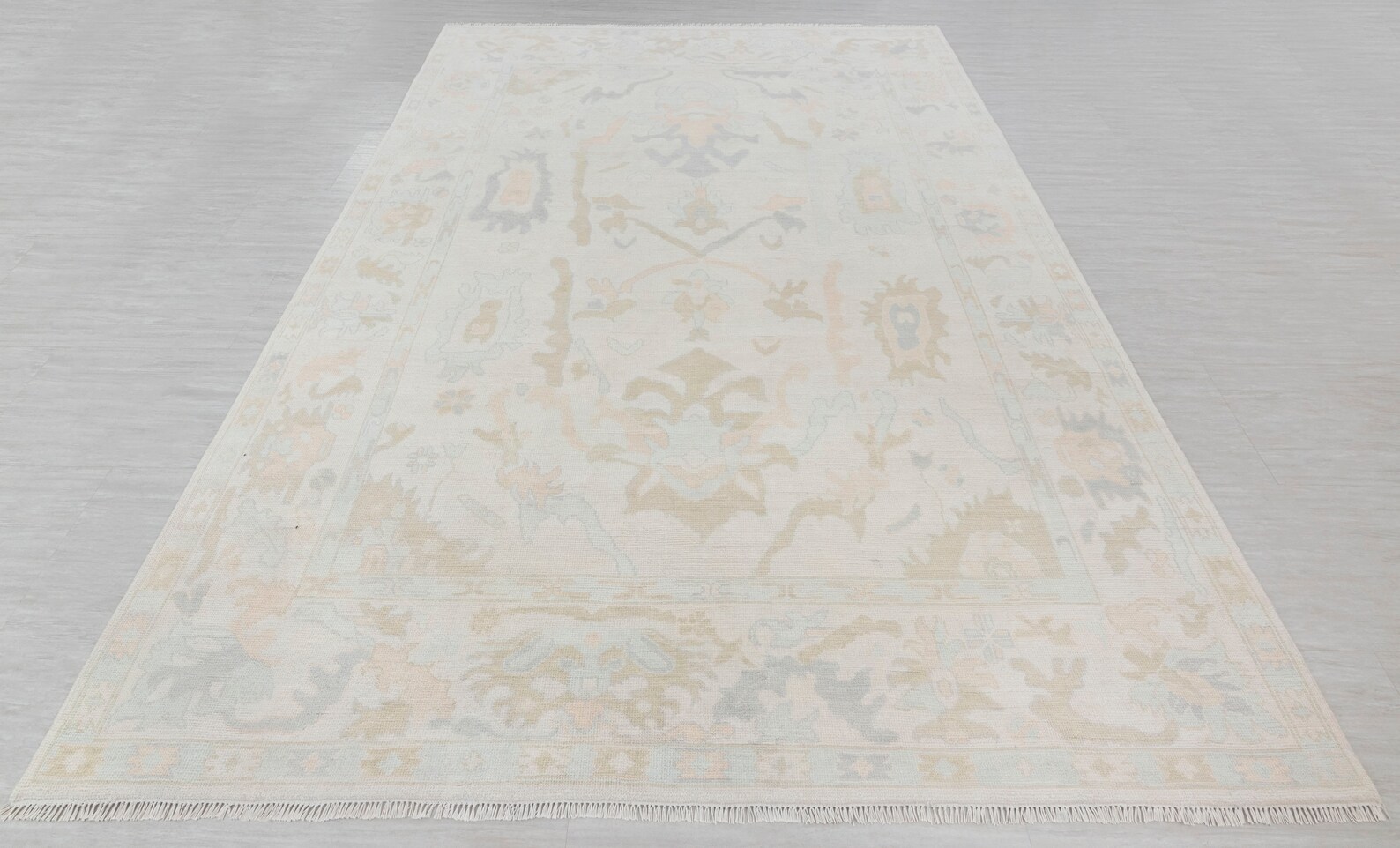 Cream Muted Modern Oushak Rug Premium Wool Hand Knotted Etsy