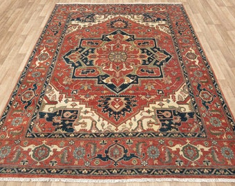Rust Red Indo Classic  Serapi Heriz Quality Plush Soft Hand-Knotted Wool Rug#FREE SHIPPING!!!!
