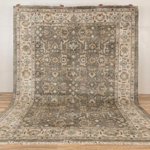 Olive Green Grey Persian style Oushak, Modern Traditional Hand Knotted Wool Rug P-1157,CUSTOMIZE in any Size.