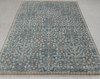 Blue Modern Oushak Anatolian Design Rug Handmade Rug. 1880  (Free Shipping )