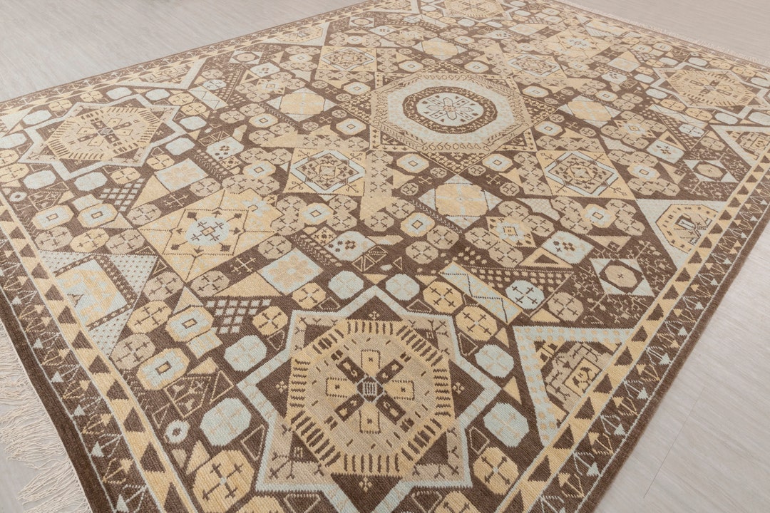 10x14 ラグ 大型 ハンドノット ウール マムルーク デザイン ウシャック