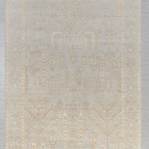 Grey Cream Muted Look Garden Pine Tree of Life Rug Modern Oushak Rug ...